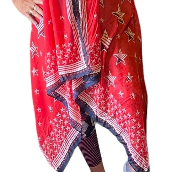 Collection‎ 18 flag stars & stripes scarf kimono super sheer long flowy 4th July - Picture 1 of 7